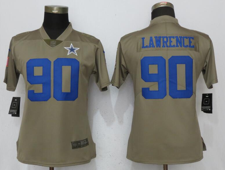 Women Dallas Cowboys 90 Lawrence Nike Olive Salute To Service Limited NFL Jerseys